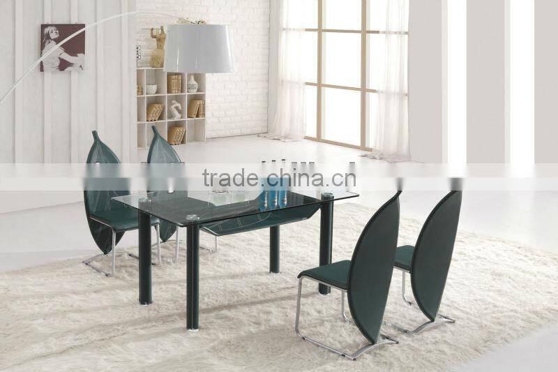 L820B Glass Top Stainless Steel Frame Dining Table Designs with Extension