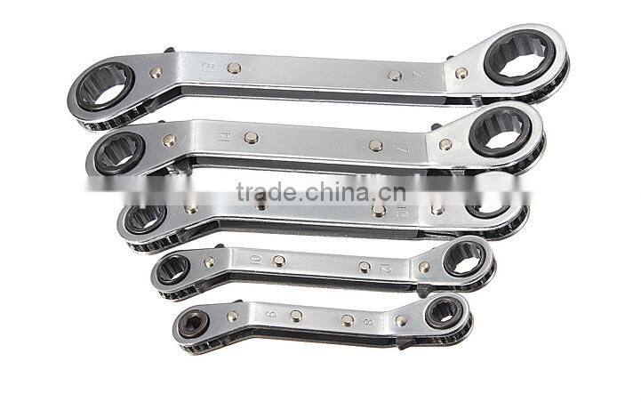 5PC OFFSET RATCHET RING WRENCH SPANNER SET METRIC HAND TOOLS DIY