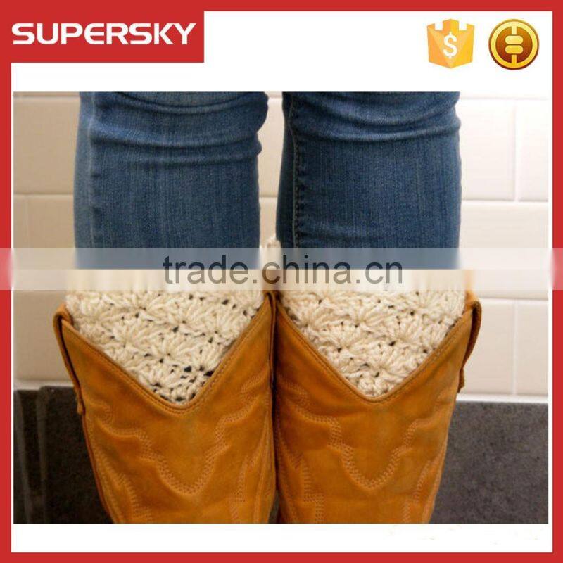 A-1268 Women Boho Crochet Boot Toppers Cuffs Knit Knee Socks Calf Warmers Crochet Boot Cuff Pattern