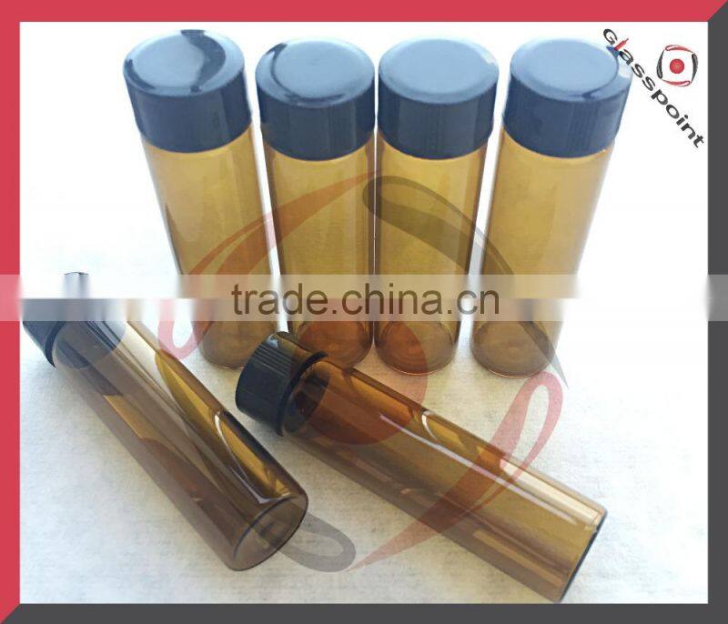 Cylindrical bottle, sample glass vials with poly phenolic cone liner cap