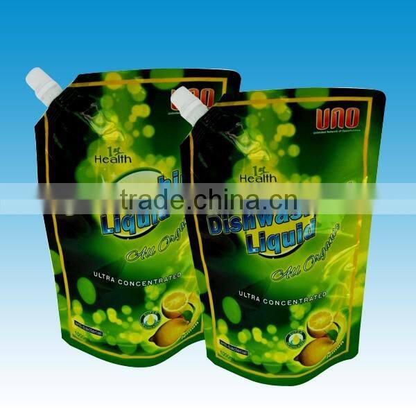 Customized Colorful Liquid Stand Up Spout Pouches With Spout