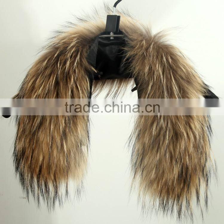 Wholesale natural Raccoon Fur Hood Trim / Detachable Fur Collars / Fur Scarf