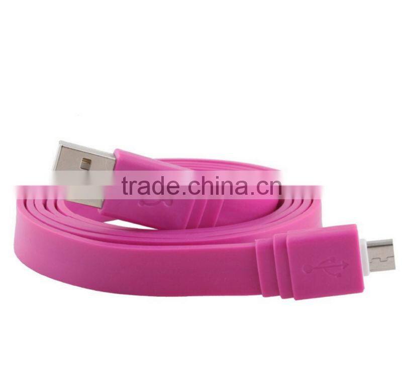 New Flat Stylish Colorful Micro USB Cable Data & Charging Cable for Samsung/HTC/Samsung/LG/Nokia/ Smart Phones