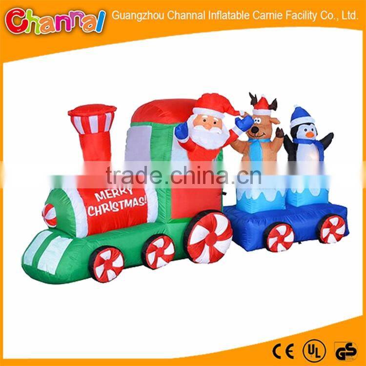 Outdoor Christmas led lights inflatable train with santa