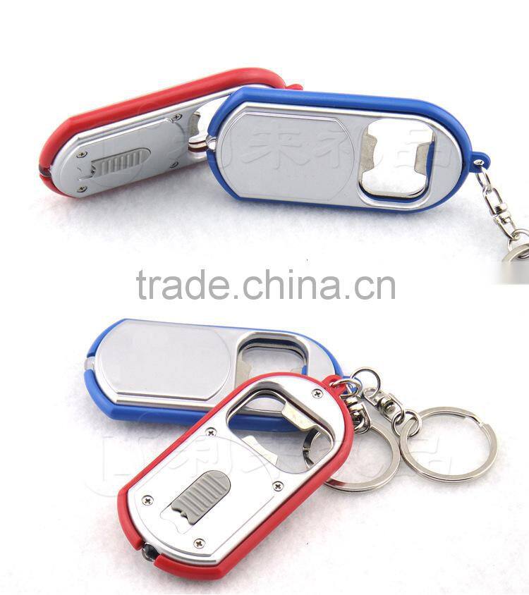 New exotic bottle opener keychain LED light, promotional gifts custom logo