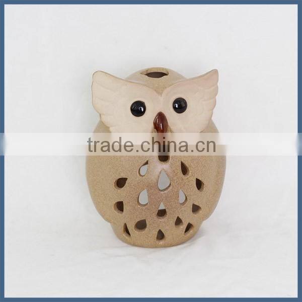 Home & garden decoration beige small ceramic craft owl