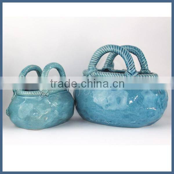 Fancy antique christmas decorative flower basket vase ceramic