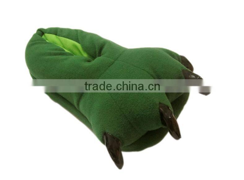Winter Indoor trendy coral fleece plush custom dinosaur paw slipper plush