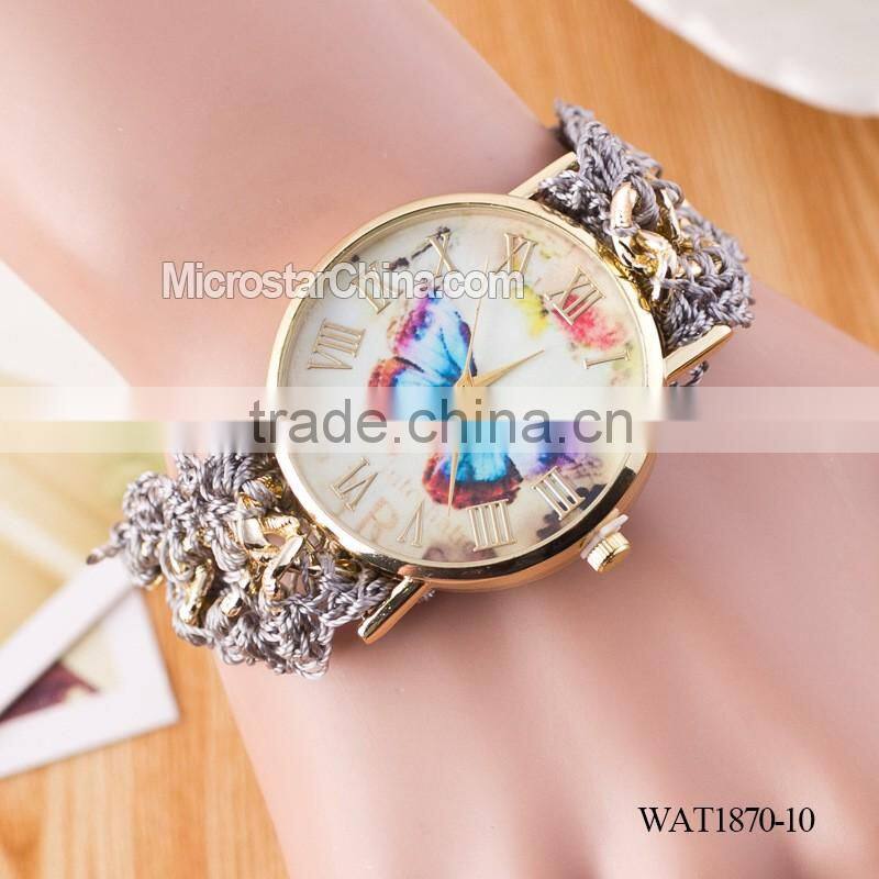 DIY hand made woven chain butterfly braided watch