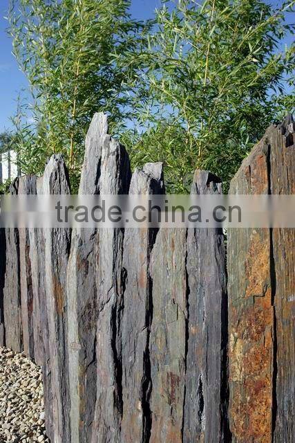 black slate stone wall,nero black slate