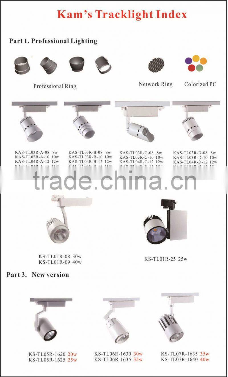 Gallery LED Track Light 3 Phase 4-Wire COB LED Tracklight 20W white and black color
