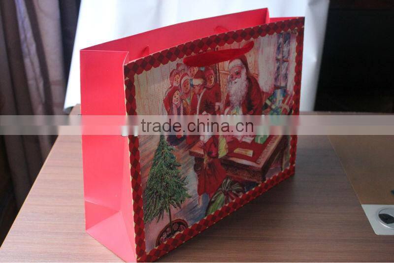 2014 hot sale good quality christmas gift paper bag with foil