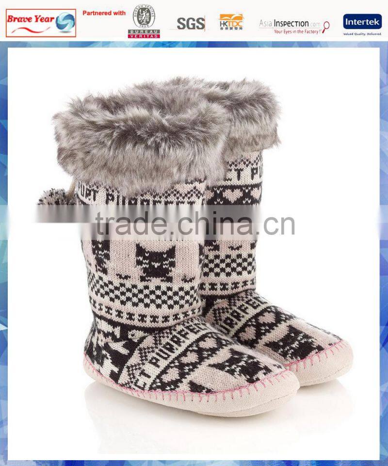 Jacquard owl pattern italian winter boots /long boot women