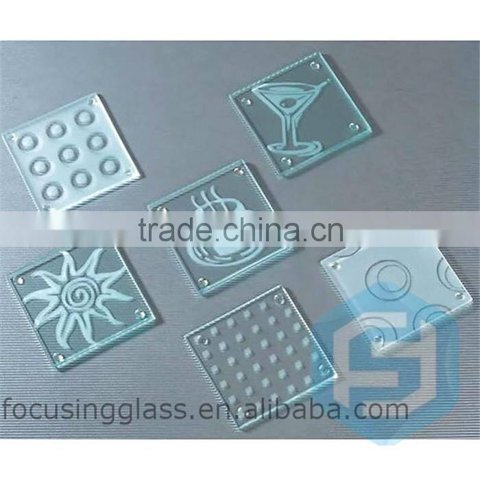 Custom clear blank tempered glass drink coaster