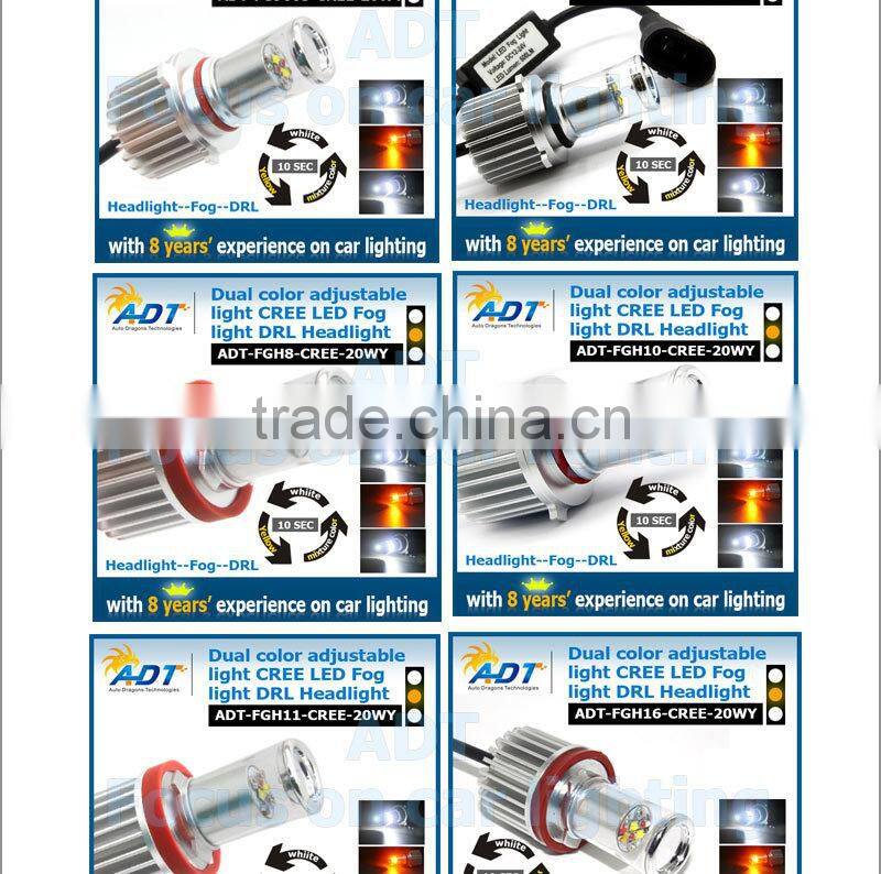 Hot sell 20W USA CR LED fog light dual color H8/H10/H11/9005/9006/H16 color changing fog lamp canbus headlights for VW for Golf5