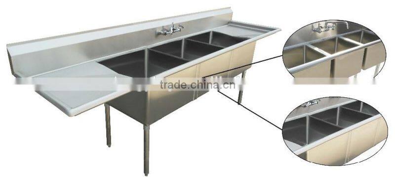 NSF and CSA approval two compartments stainless steel commercial kitchen sink