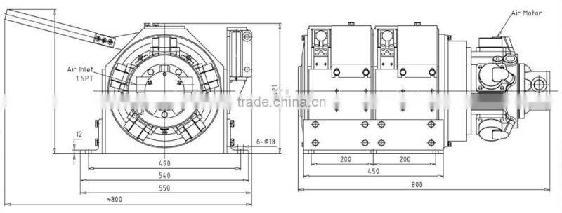 8KN 800KGS Capacity Underground Mining Used,Air Scraper Winch,Double Drum,Scraper Air Winch