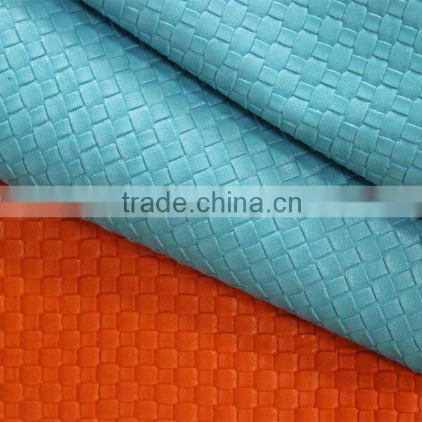Weave embossed PVC upholstery leather fabric for sofa usage