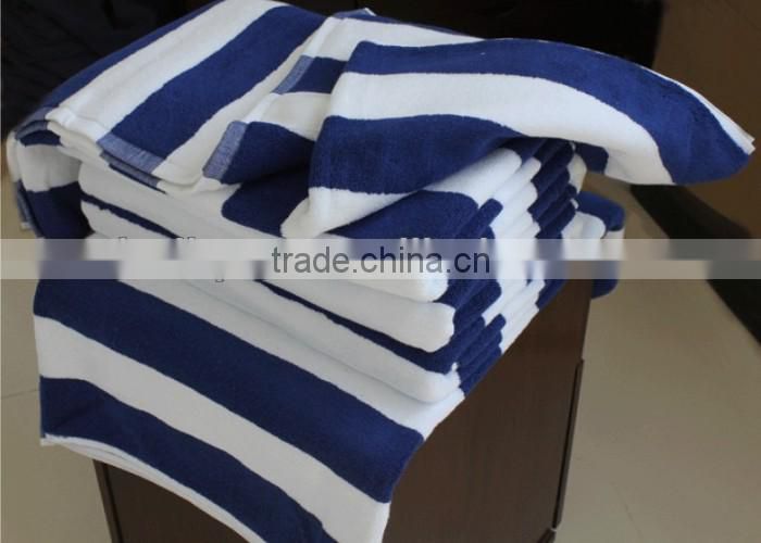 100% Cotton 32S/2 Blue And White Stripe Bath Towel Pool Towel