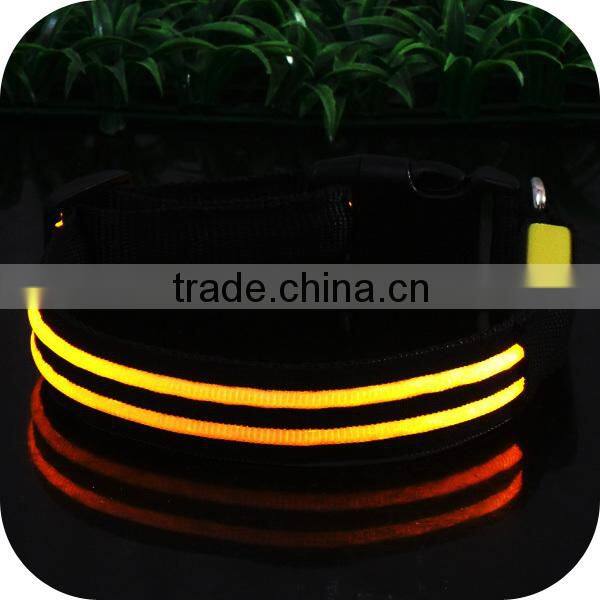 Glowing White Color Double Line Dog Collar LED Waterproof