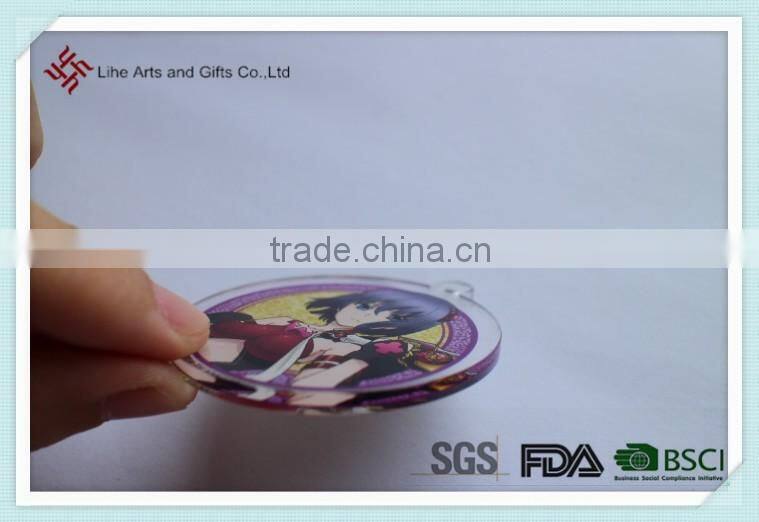 Manufacture acrylic material cartoon sex girl round keychain