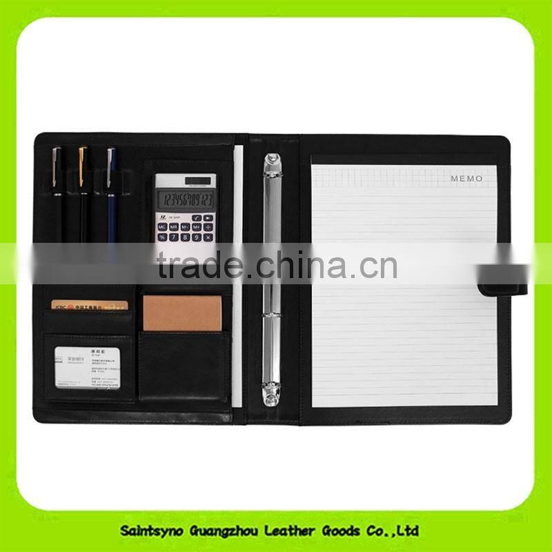 16037 Office a4 genuine leather portfolio business executive padfolio classification folder document clip holder