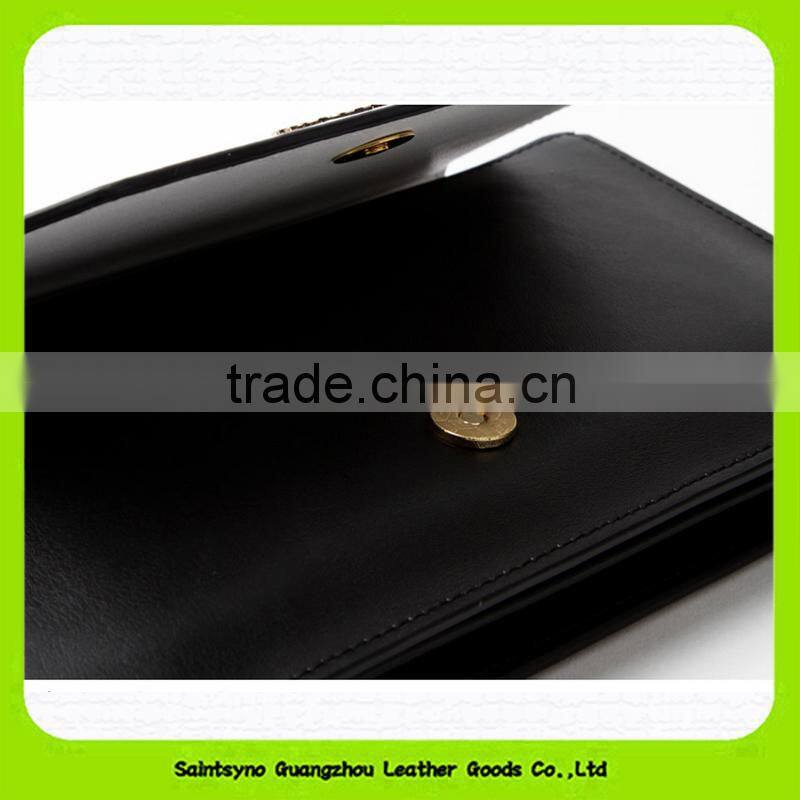 15634 Splicing color leather long style clutch bag purse