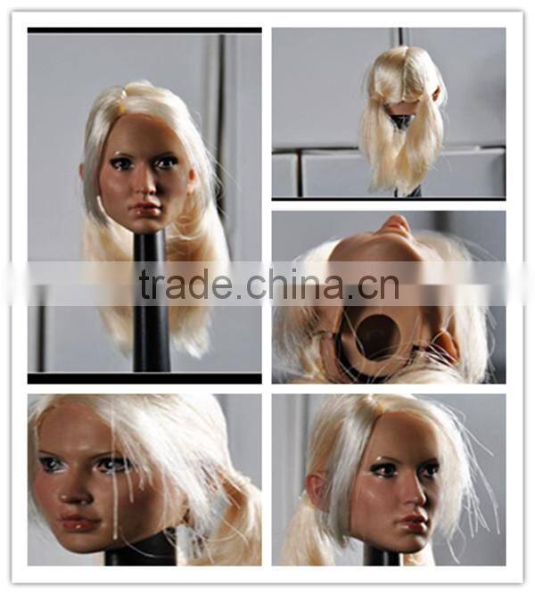 Plastic action figure head, OEM figure head with hair