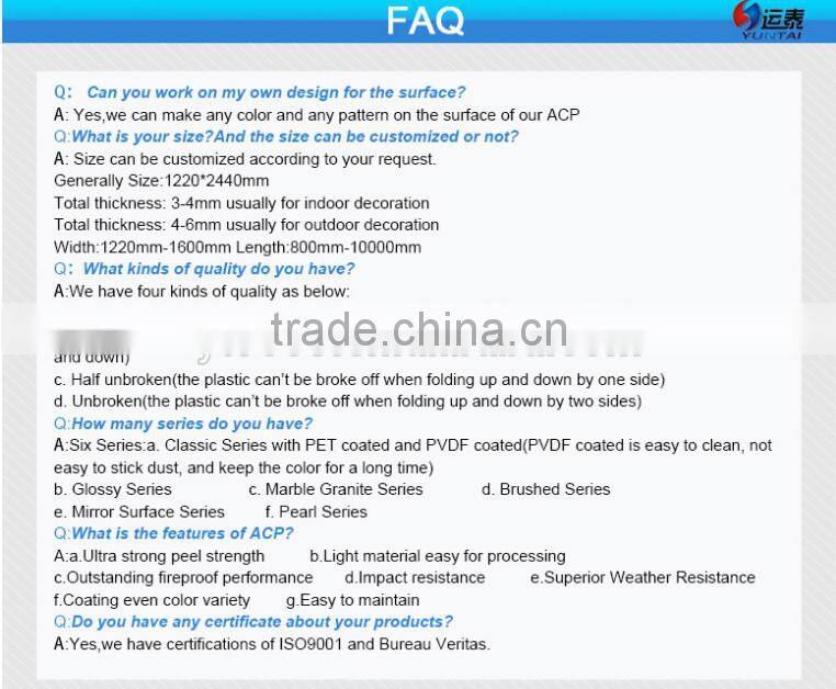 Colorful Curtain Wall Construction Materials Competitive Mirror Aluminum Composite Panel