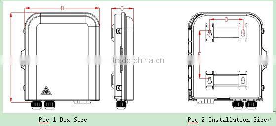 Wall mounting waterproof connector 8pc SC adapter fiber optical distribution box