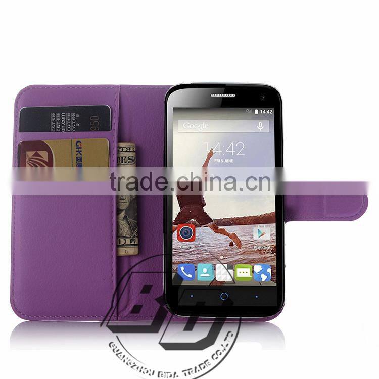 Fashionable Popular Flip wallet leather case with card slots For ZTE Blade Q Lux 4G fast delivery