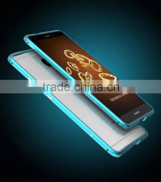 Mate 7 Gold edge Aluminum case For Huawei Ascend Mate 7 Aluminum Metal + Tempered Glass Protector case cover for huawei mate 7