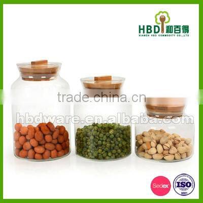 Hot selling glass jar set , glass canister set , food storage jar set