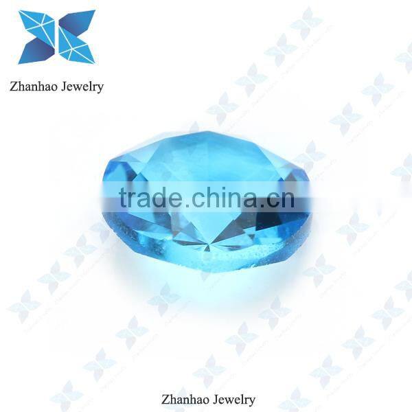 Synthetic rough aquamarine glass round stone