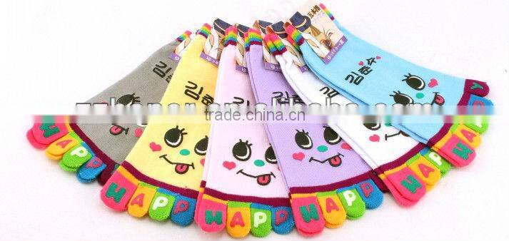 Women's five toe socks, smiling face toe socks, lovey cartoon summer toe socks