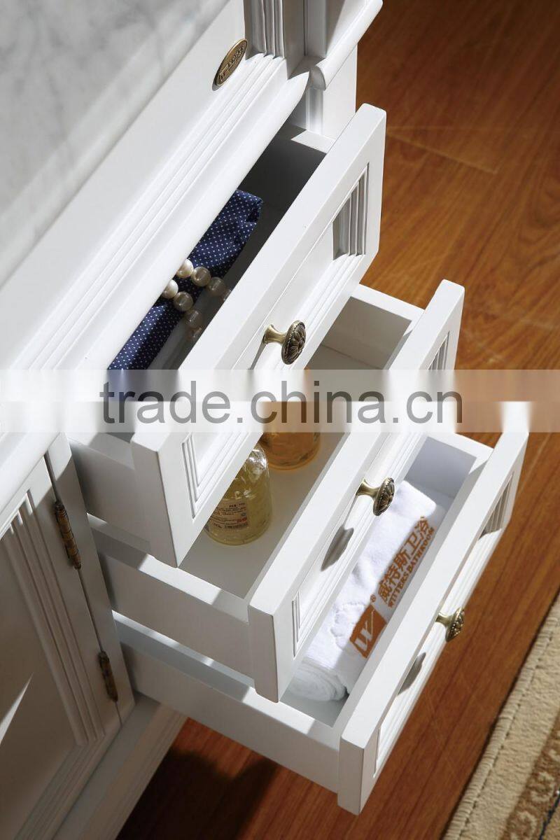 2016 new design bathroom vanity americal village solid wood white bathroom vanity cabinets WTS817