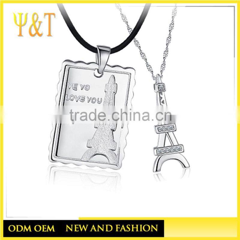 Cusotm design stainless steel jewelry couple blank dog tag pendant necklace wholesale