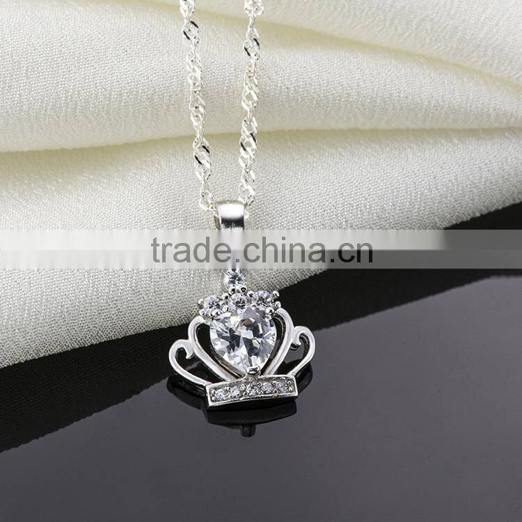 Handmade alloy jewelry fashion design crown pendant silver plated jewelry