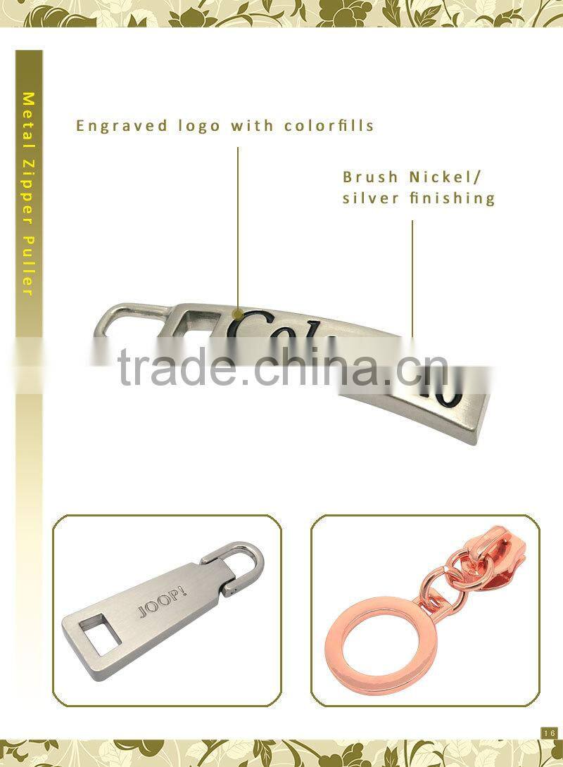 Matt gunmetal finishing metal zipper puller for bag accessories
