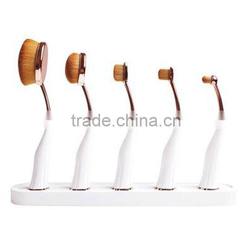2017 Alibaba Unique rose gold color 5pcs / 6pcs magnet oval makeup brushes cosmetics makeup brush set Whloesale make up brushes