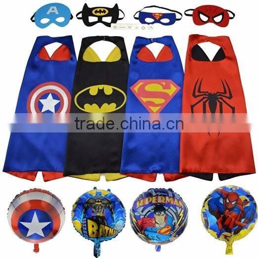 (MANUFACTURER) Superhero Assorted Kids' Costumes with Satin Cape and Felt Mask and ballon