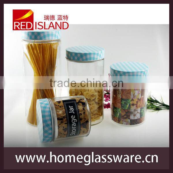 800ml glass cookie jar with lid glass candy jars with colored lid