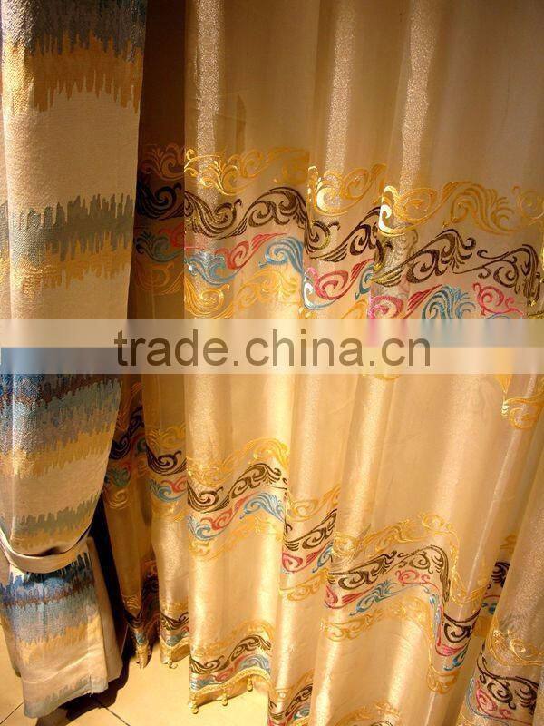 European Style Living Room Colourful Curtain/ Luxury Embroidery Curtains Fabric with Valance