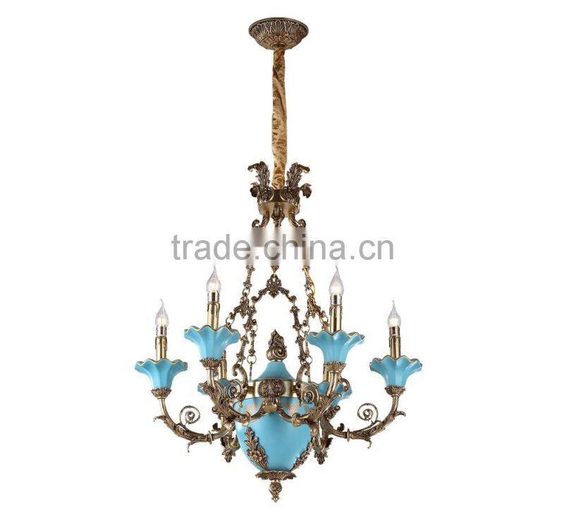 Golden Brass Rococo Style 10 Lights Chandelier/ Retro Gorgeous Bronze Pendant Lamp/ Antique Hotel Ceiling Lamp