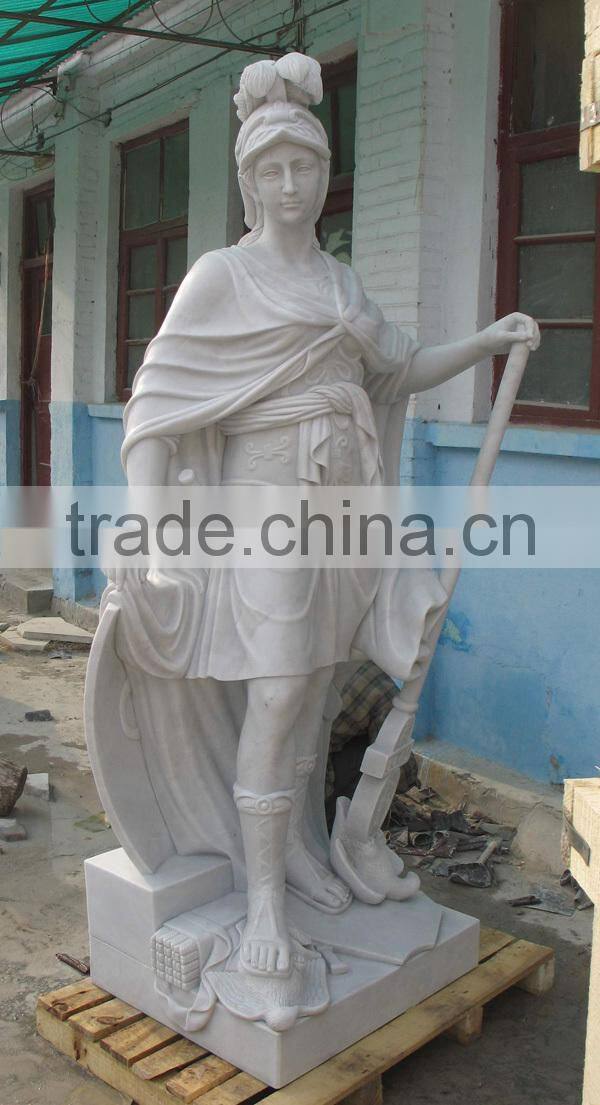 Hand Carved Life-size White Marble Knight Statue