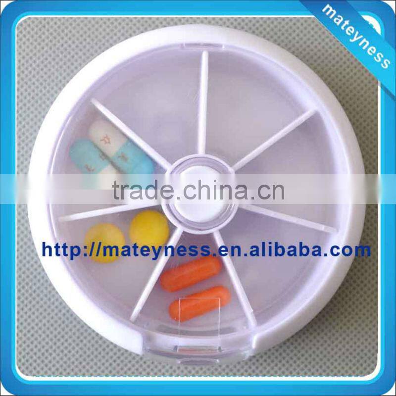 OEM Plastic Promotional Round Rotating 7 Day Pill Box