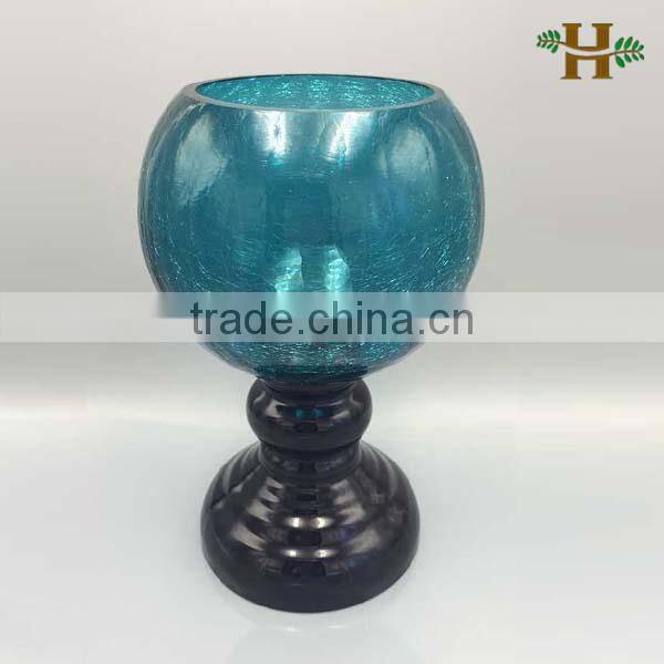 2015 New Product Modern Broken Teal Glass Vase With Base