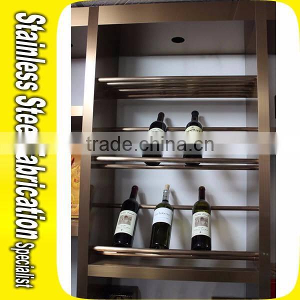 Foshan Custom Made Hotel Bar Stainless Steel Wine Rack Wine Display Cbinet