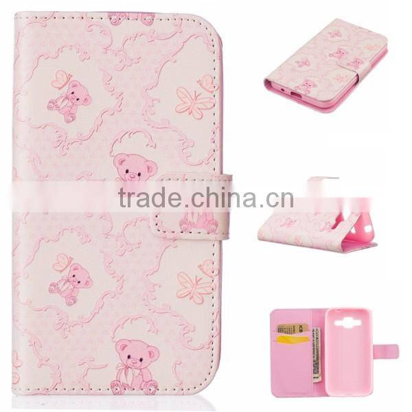 Relief painting phone shell PU leather phone case flip leather holster for Samsung G530