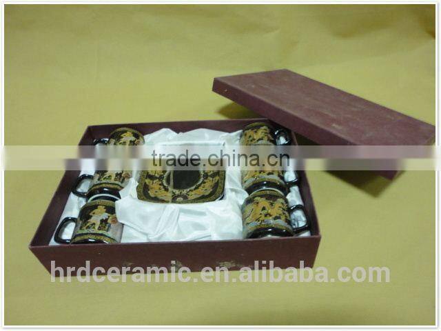 black ceramic mug and dish dinnerware set 6pcs porcelain